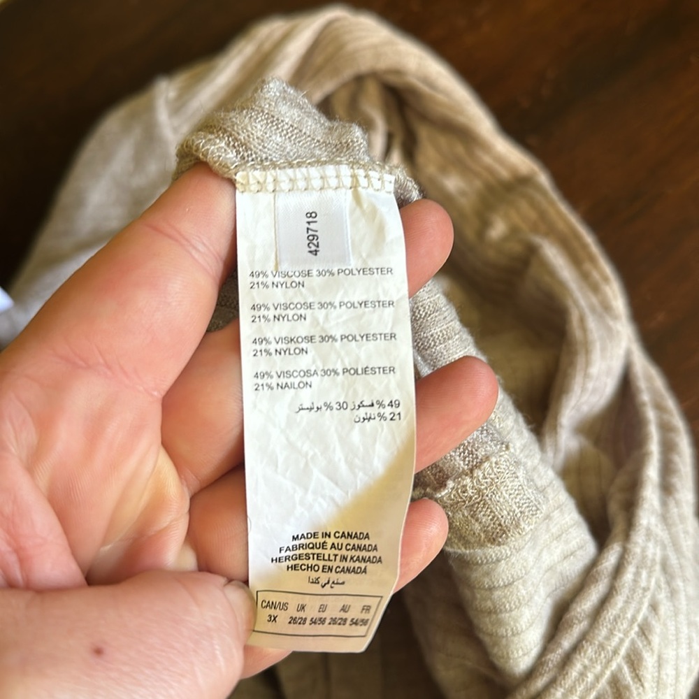 Addition Elle Beige Wrap-Style Ribbed Sweater - Picture 8 of 8